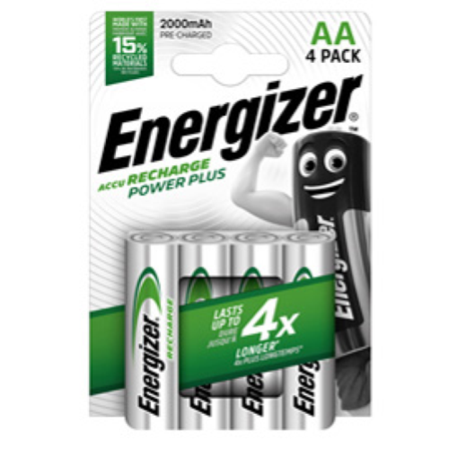 ENERGIZER POWER PLUS BATTERIA RICARICABILE Ni-MH STILO AA 2.000mAh CONF 4 Pz.